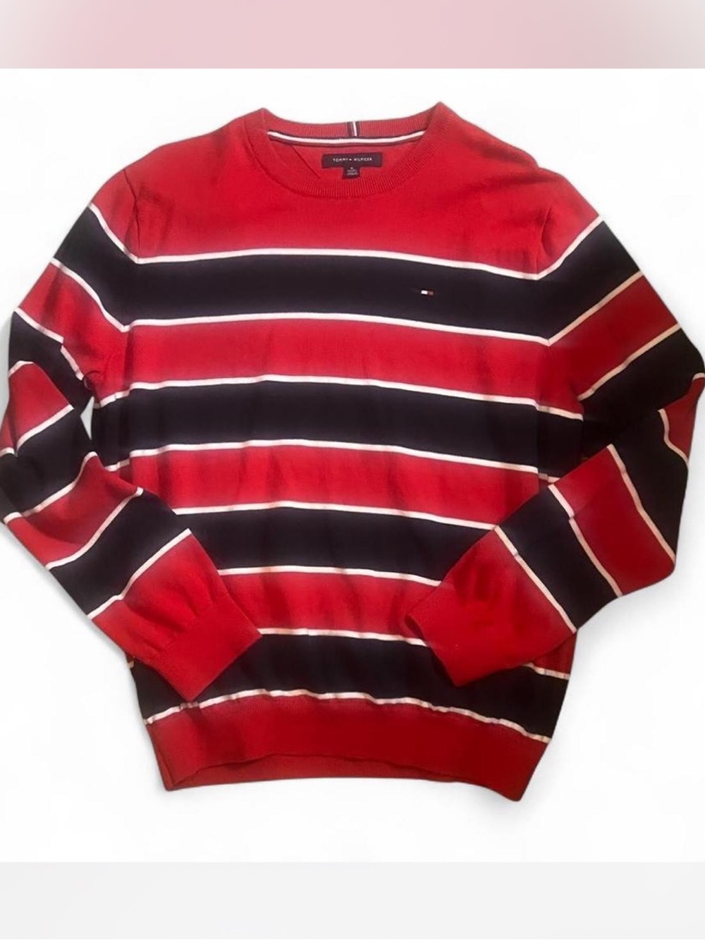 Preppy All Cotton Tommy Hilfiger Striped Knit Sweater